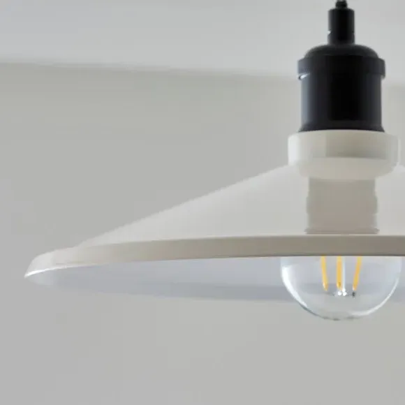 Shallow Easy Fit Pendant Shade - Ivory, Steel