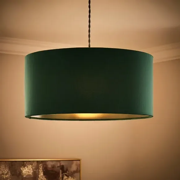 Shallow Lamp Shade - Bottle Green, Velvet