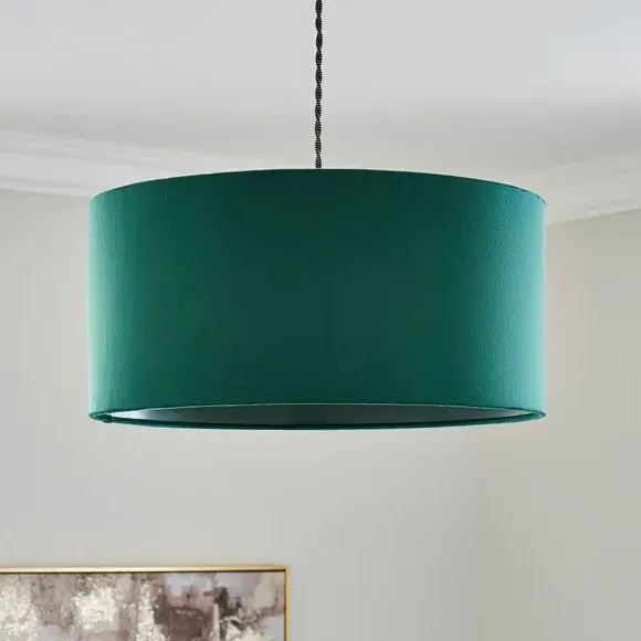 Shallow Lamp Shade - Bottle Green, Velvet image