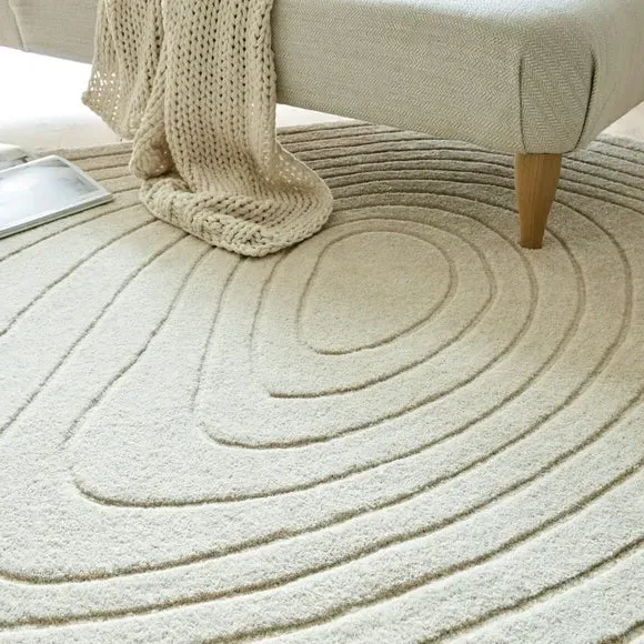 Shaped Wool Rug - Natural, 100% Wool