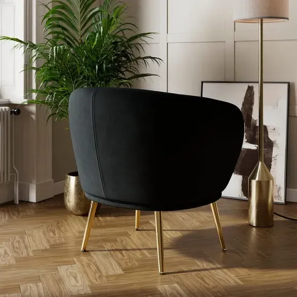 Shell Back Cocktail Chair - Black, Velvet