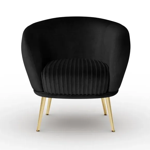 Shell Back Cocktail Chair - Black, Velvet