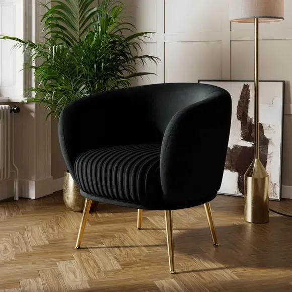 Shell Back Cocktail Chair - Black, Velvet image