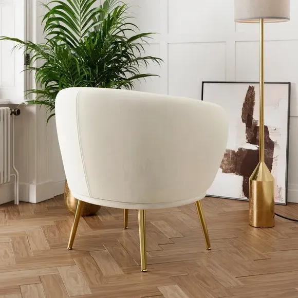 Shell Back Cocktail Chair - Ivory, Velvet