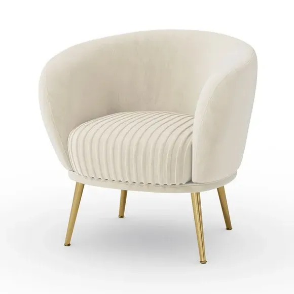 Shell Back Cocktail Chair - Ivory, Velvet