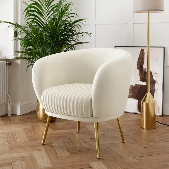 Shell Back Cocktail Chair - Ivory, Velvet