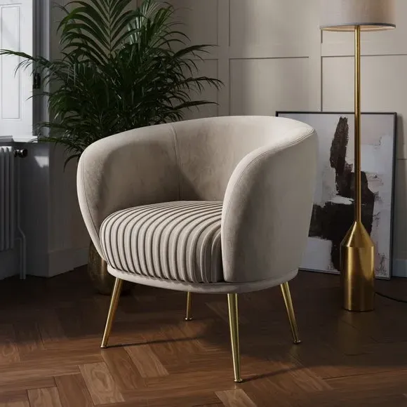 Shell Back Cocktail Chair - Mink, Velvet