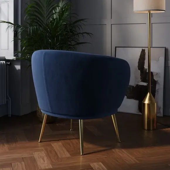 Shell Back Cocktail Chair - Navy, Velvet