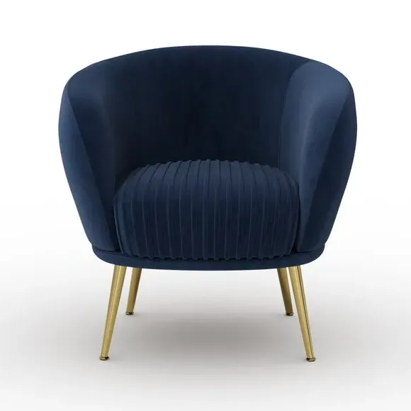 Shell Back Cocktail Chair - Navy, Velvet