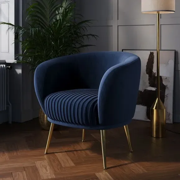 Shell Back Cocktail Chair - Navy, Velvet