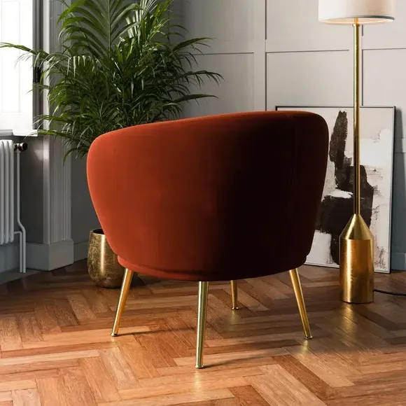 Shell Back Cocktail Chair - Orange, Velvet