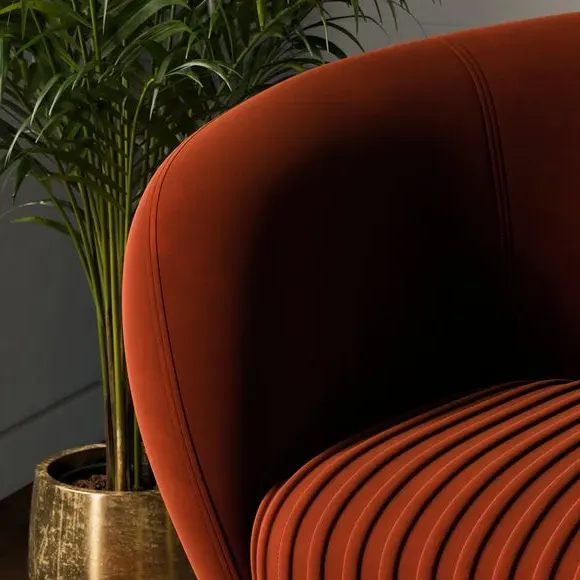 Shell Back Cocktail Chair - Orange, Velvet