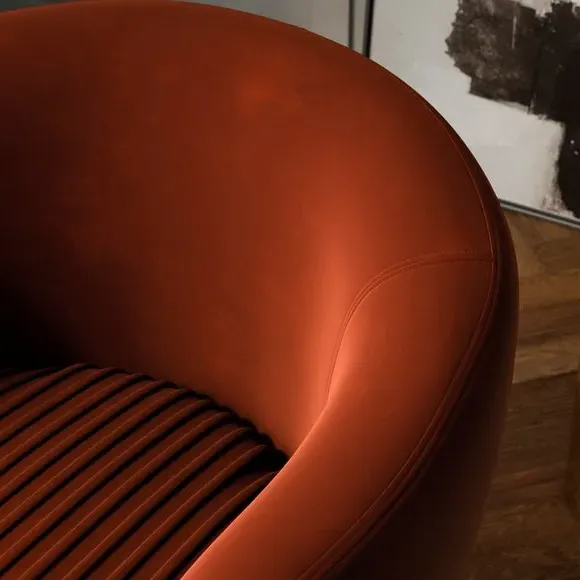 Shell Back Cocktail Chair - Orange, Velvet