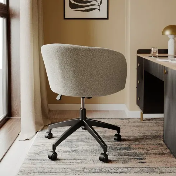 Shell Back Office Chair with Tilt - White, Boucle