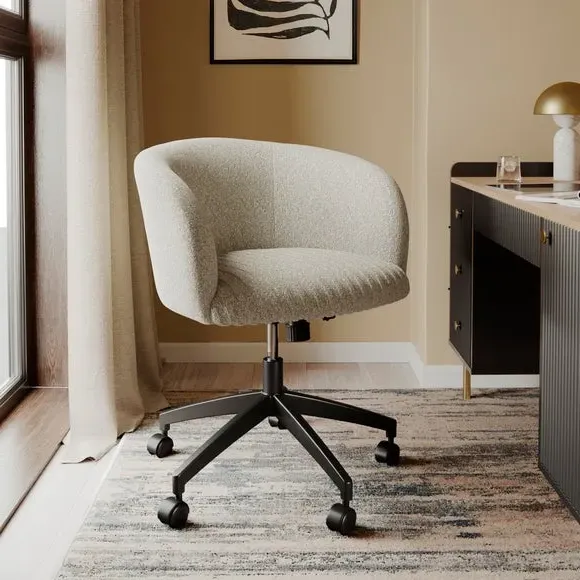Shell Back Office Chair with Tilt - White, Boucle image