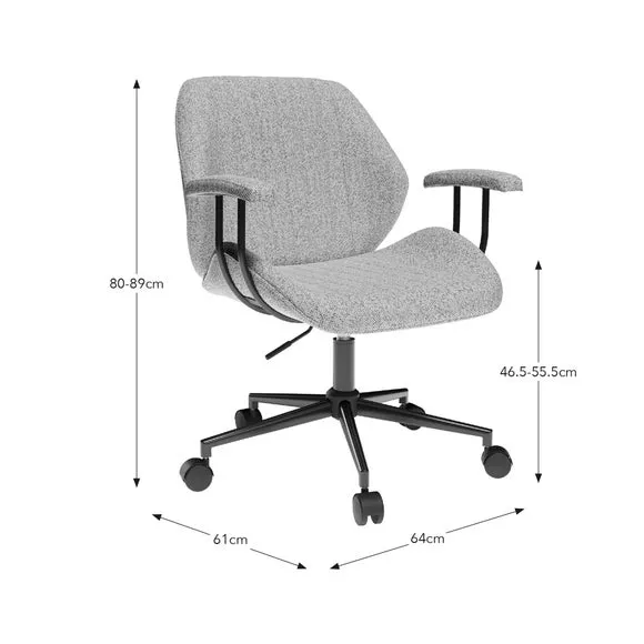 Shell Office Chair with Armrests - Ivory, Boucle