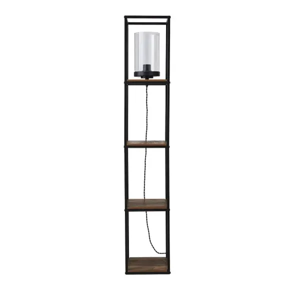 Shelved Floor Lamp - Pine, Wood