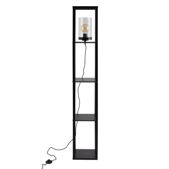 Shelved Floor Lamp with Storage - Black