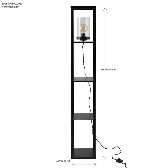 Shelved Floor Lamp with Storage - Black