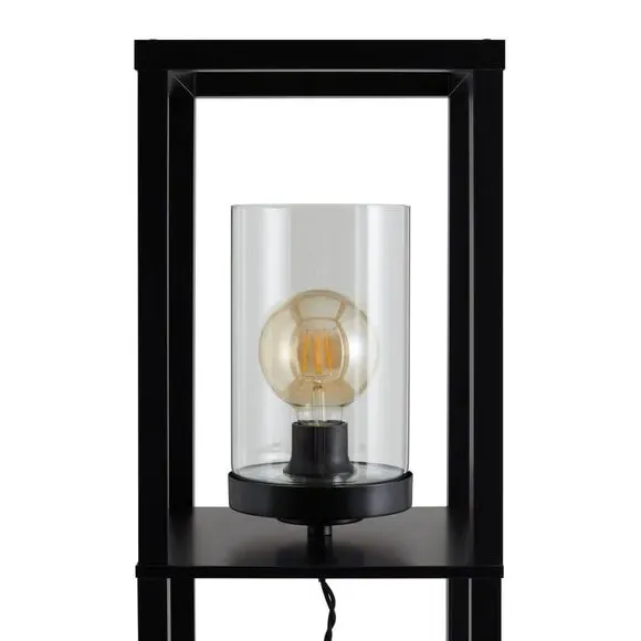 Shelved Floor Lamp with Storage - Black