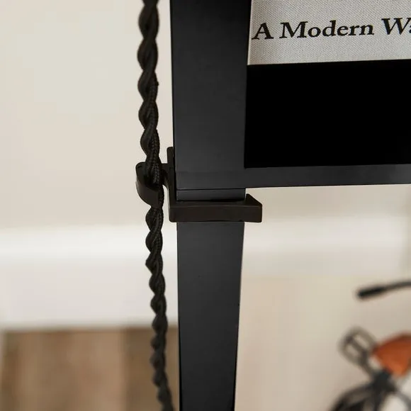 Shelved Floor Lamp with Storage - Black