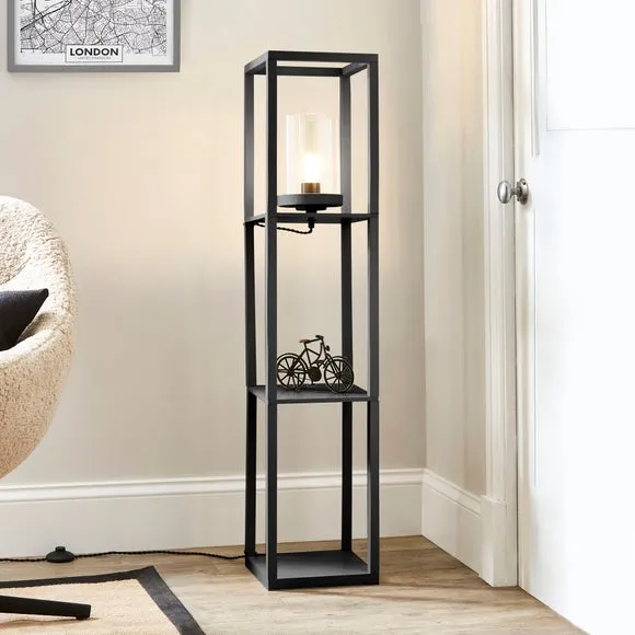 Shelved Floor Lamp with Storage - Black image