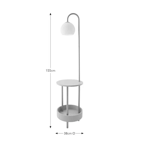Shelved Floor Lamp with Storage - Natural, Wood