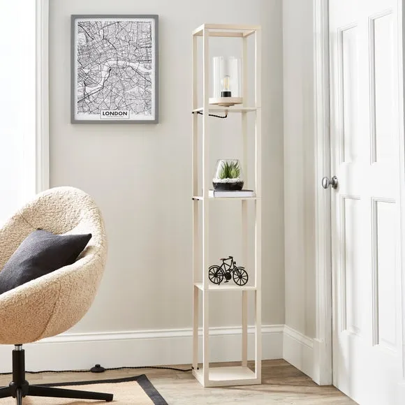 Shelved Floor Lamp with Storage - Taupe