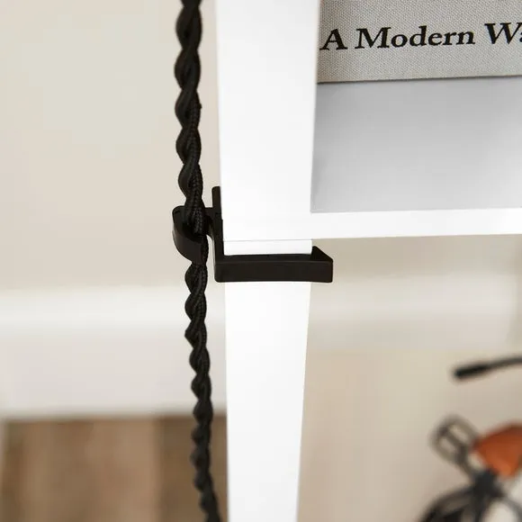 Shelved Floor Lamp with Storage - White