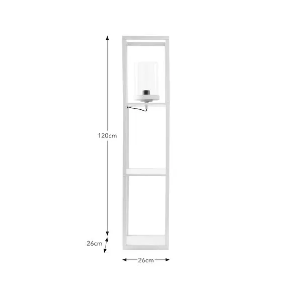 Shelved Floor Lamp with Storage - White