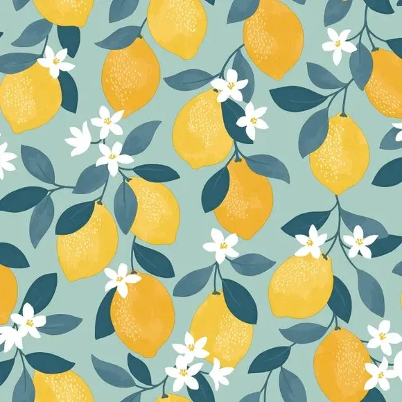 Sicily Fruits Wallpaper - Seafoam, Matte Finish