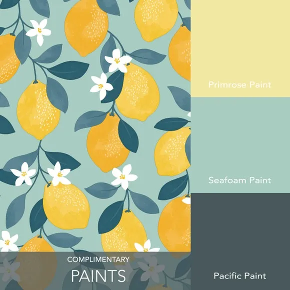 Sicily Fruits Wallpaper - Seafoam, Matte Finish