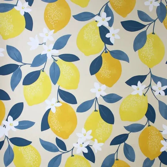 Sicily Fruits Wallpaper - Yellow, Matte Finish