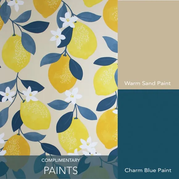 Sicily Fruits Wallpaper - Yellow, Matte Finish