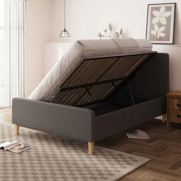 Side Lift Ottoman Bed Frame - Dark Grey, Fabric