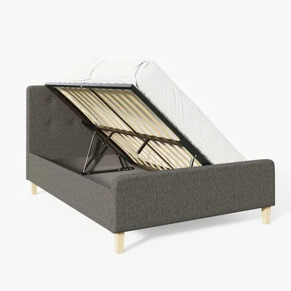 Side Lift Ottoman Bed Frame - Dark Grey, Fabric