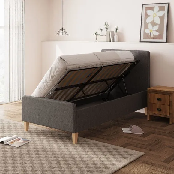 Side Lift Ottoman Bed Frame - Dark Grey, Fabric