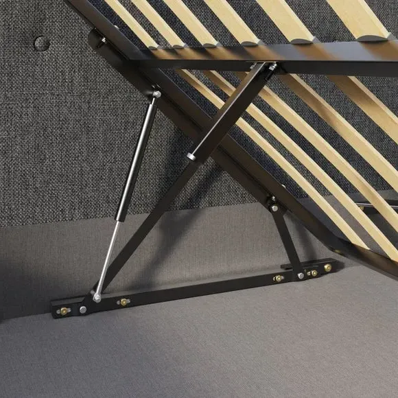 Side Lift Ottoman Bed Frame - Dark Grey, Fabric