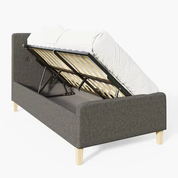 Side Lift Ottoman Bed Frame - Dark Grey, Fabric