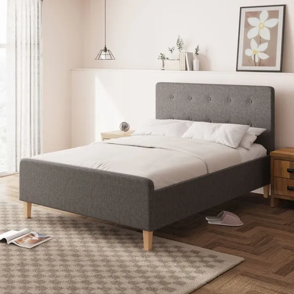 Side Lift Ottoman Bed Frame - Dark Grey, Fabric