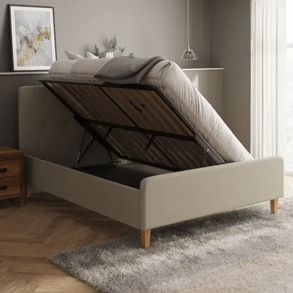 Side Lift Ottoman Bed Frame - Natural, Fabric