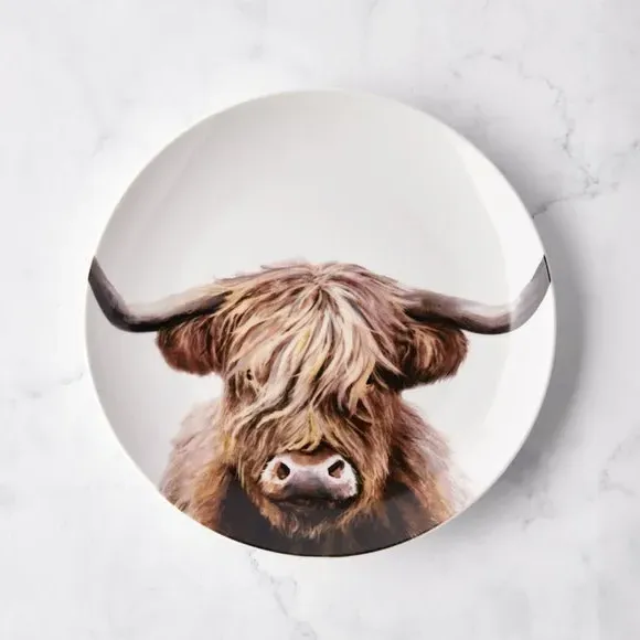 Side Plate Highland Cow Design - Brown, Porcelain image