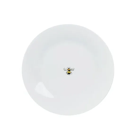Side Plate with Bee Design - White, Porcelain image