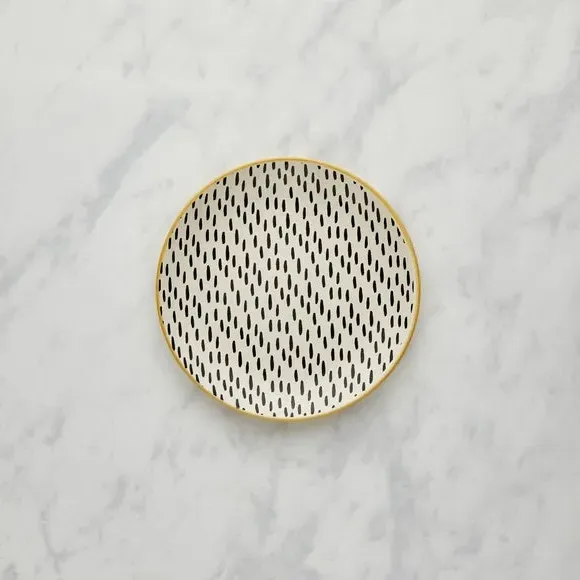 Side Plate with Dashed Pattern - Ochre, Stoneware