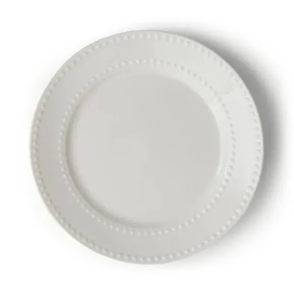 Side Plate with Dot Design - White