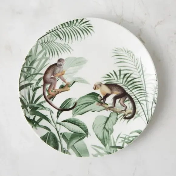 Side Plate with Exotic Design - Green, Porcelain image