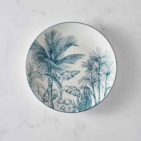 Side Plate with Palm Design - Teal, Porcelain image