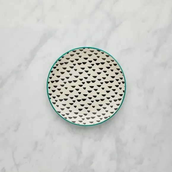 Side Plate with Triangular Pattern - Teal, Stoneware