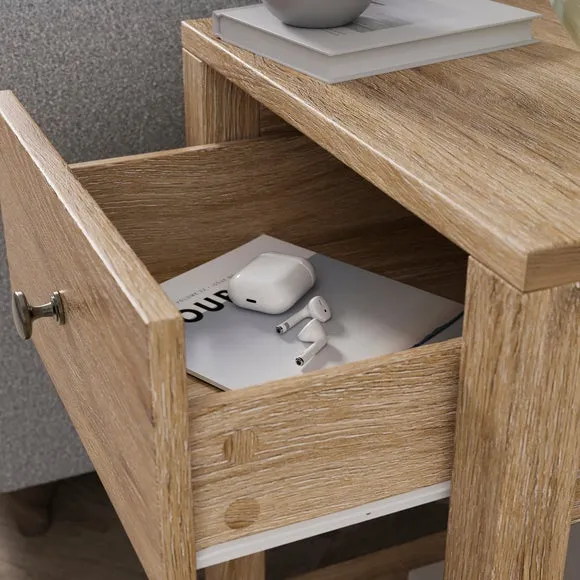 Side Table with Drawer - Oak Effect