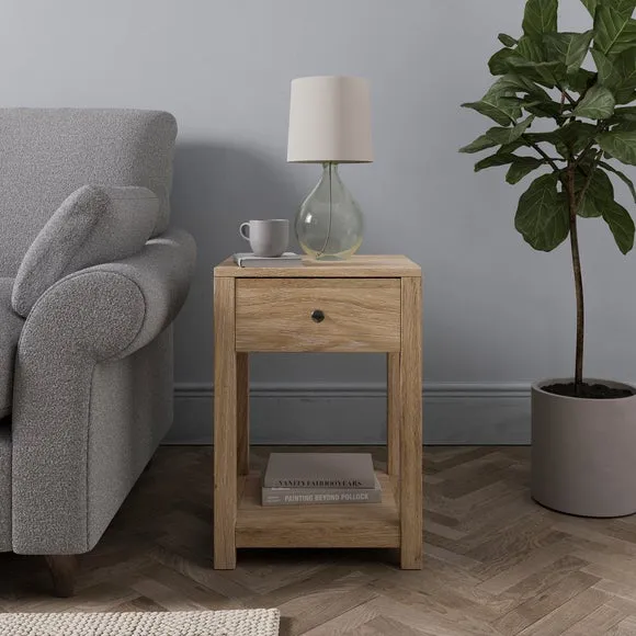 Side Table with Drawer - Oak Effect image